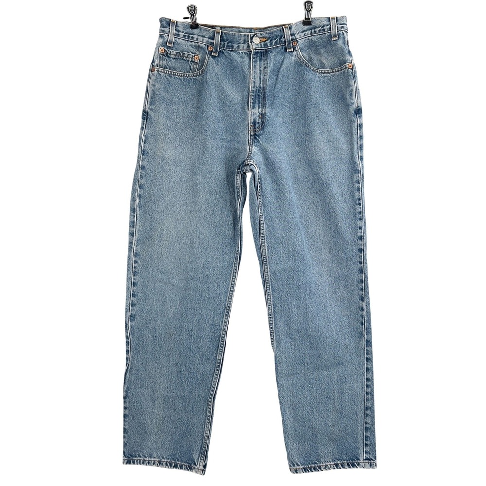 Vintage Y2K Levis Mens 550 Relaxed Fit Jeans Light Wash Blue Tapered Denim 36x31